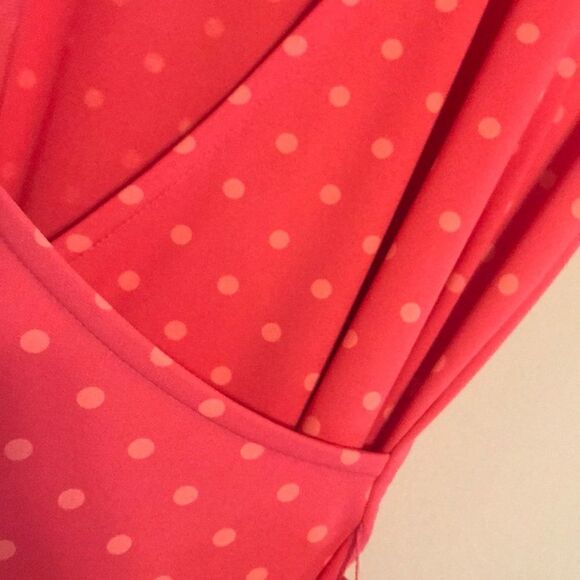 Jones & Co Faux Wrap Polka Dot Dress - Size Medium - Picture 10 of 13